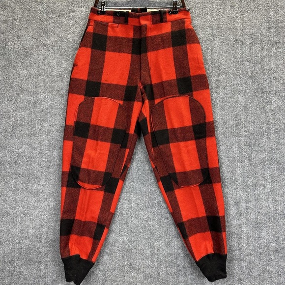 Vintage Woolrich Pants Mens 33x31 Buffalo Plaid Wool Talon Zipper Winter 40s 50s